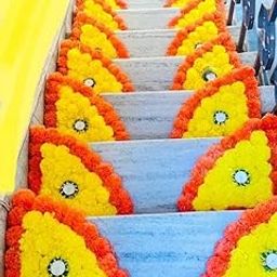 Traditional Handmade Artificial Genda Phool Rangoli Mats for Corners Diwali Decoration | Marigold Flower Rangoli Mat Pack of 6 Piece-image-34