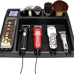 IEBARBER Stylist Tool Box Organizer,Clipper Professional Station Salon Clippers Portable Notches with Scissors Storage Case Organizer Tray Tools Hair for Barber Keeper Trimmer Holder (Black Type B)-picture-30