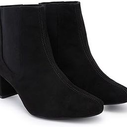 By Regal Women Suede Ankle Length Block Heel Boots-image-76