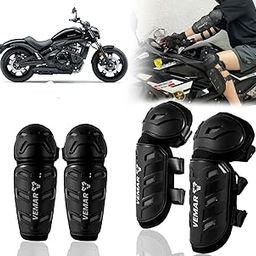 Auto Pearl Motorcycle Knee Shin Guards Elbow Pads, 4 in 1 Monstor Style Knee Shin Safe Protection Armor for Moto Cycling Racing compatible with Vulcan S (Black, 4Pcs)-image-67