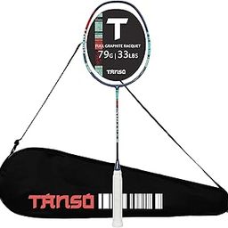 TANSO Jinsei Full Graphite Ultra Light Weight Carbon Fibre Strung Badminton Racket with Free Full Racquet Cover (79 Grams, 33 Lbs Tension, Strung with T65 Premium Strings) (Navy)-image-58