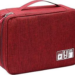 Luxula Electronics Organizer Travel Cable Organizer Bag for Electronics Accessories Portable Tech Carrying Large Storage Case for Charger, Cord, Power Bank, Hardware Waterproof (Maroon - 1PCS)-image-66