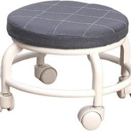 GLIVE (LABEL) 360° Rotating Roller Stool Lazy Housework PU Leather Seat Padded Pedicure Movable Mini Stool Pulley Wheel Stool-image-16