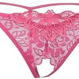 3xSexy Sheer Lace Crotchless Panties G String T Back Thong Watermelon Red-image-60