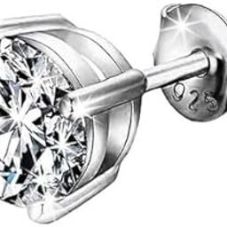 Single Piece Trillium Jewels Silver Solitaire Earrings | 92.5 Purity Sterling Silver | Round Brilliant Cubic Zirconia Studs In Prongs Setting For Stunning Shine | For Men And Boys-image-67