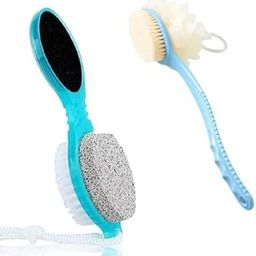Red Champion 3-in-1 Long Handle Bath Brush with Pumice Stone, Soft Scrubber, and Loofah for Exfoliating Shower-picture-10