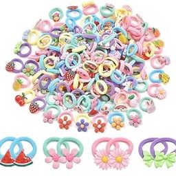 20 Pcs Cartoon Colorful Flower Design Elastic Hair Bands – Rubber Bands & Hair Accessories for Baby Girls, Toddlers, Kids, and Women-image-99