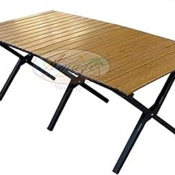 Amaze Folding Camping Table, 120 x 60 cm, Powder Coated Steel Frame, with Carry Bag, Black and Wood-image-22