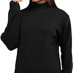 Women Woollen High Neck Solid Sweater Warm Knitted Pullover-image-83