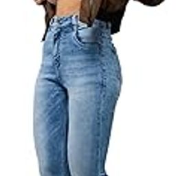 Women's Light Blue Slim Fit High Rise Regular Length Light Wash Denim Stretchable Jeans-image-98