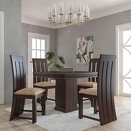 LOONART Solid Sheesham Wood Dining Table 4 Seater Dining Table Set for Home with 4 Chairs - Wooden Dinner Table Set for Dinning Room,Hotel and Office - (Walnut Finish)-image-26