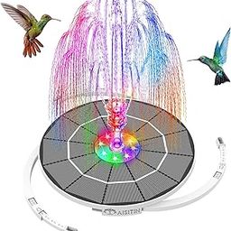 AISITIN 3.5W Solar Fountain Pump, LED Lighting Solar Water Pump Floating Fountain with 6 Nozzles, 1500mAh Battery Backup for Bird Bath, Fish Tank, Pond or Garden Decoration Solar Aerator Pump-image-41