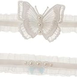merishopp Wedding Garter for Bride Stretchy Thigh Rings for Anniversary Dance Weddings Style A-picture-1