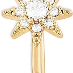 Gold Tone Cubic Zirconia Embellished Star Contemporary Brass Clip On Nose Pin For Women-ZPFK19342-image-7