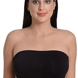 Women’s Nylon Spandex Solid Tube Bra Padded Wire Free Stretchable Seamless Strapless Breathable Pull On Bandeau Bralette Bras-image-79