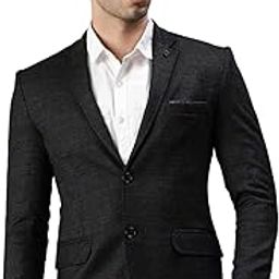 SHOWOFF Men's Wool Blend Checked Blazers_LBR5205_Black-image-2