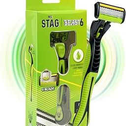 Mr. Stag Beast 6 Blade Razor for Men – Shaving Razor with 5 Cartridges & 1 Handle | Aloe Vera & Vitamin E Strip | Stainless Steel Blades | Smooth & Comfortable Shave (Green, Pack of 1)-image-48