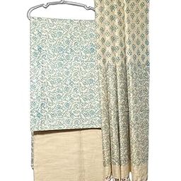Women's Pure Handloom Cotton Silk Handcrafted Screen Print Unstitched Salwar Suit Dress Material with Duputa-18