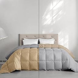 Pure Eco Restful Sleep Reversible All Season Comforter Single Size - 250 Gsm Winter Blanket Soft Microfiber Fill - Dohar/Rajai/Blanket/Duvet Single Size (60"X90") - Beige/Silver Grey Color-picture-27
