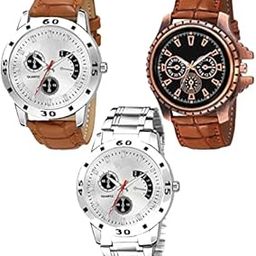Premium Special Super Quality Assorted Dial Analog Watches Combo Look Like Handsome for Boys and Mens Pack of - 3(437-MIN-BRW), Band: Assorted-picture-29