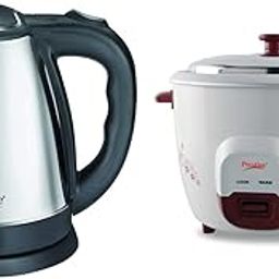 Prestige Electric Kettle Pkoss - 1500Watts, Steel (1.5Ltr), Black & Prestige Prwo 1.8 Litre Red Colour Rice Cooker-image-73