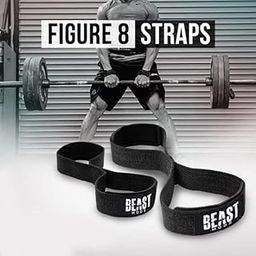 STEIGEN FITNESS Exercise Nylon and Rubber Wrist Wrap Bands, Deadlift Straps Wrist Support for Gym (figure 8 lifting straps -Beast Mode)-image-89