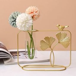 CraftVatika Flower Vase Decorative Items for Home, Gift Items for Home Decor,Propagation Station Test Tube Flower Vase with Metal Frame Test Tube Glass Item Bedroom Office Living Room Decoration-image-1