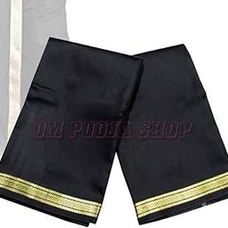 Black Dhoti with Shawl in Pure Silk - Om Pooja Shop-image-29