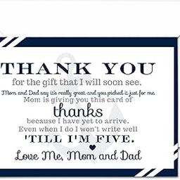 Paper Clever Party Nautical Baby Shower Thank You Cards with Envelopes Boys Blank Prefilled Note Thanking for Gifts, Anchor Sprinkle Stationery Set 4x6, 25 Pack Printed-image-28