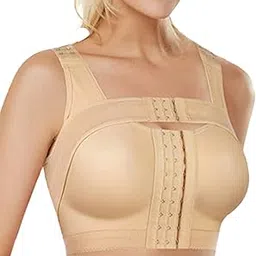 Front Closure Mastectomy Post Surgery Bra with Compress Band, Front Hook Shapewear Surgical Bra without Pads-image-27