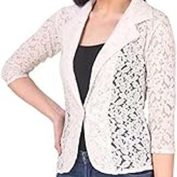 Meher Hosiery Coat Style ¾ Sleeve Shrug: Cotton/Nylon Blend Net Material for Women-picture-31