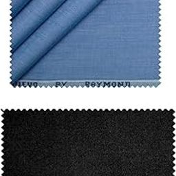 Polyviscose Trouser- 100% Cotton Shirt Fabric Combo Box (Unstitched, All Weather Fabric,BLACK PANT+DARK BLUE SHIRT)-image-46