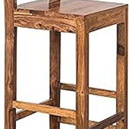 BROLET Solid sheesham Wood Bar Tall Stool Patio Outdoor Garden Chair Seat Home Stool Brown (Brown)-image-17