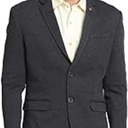 Men Knitted Solid Charcoal Blazer-image-63