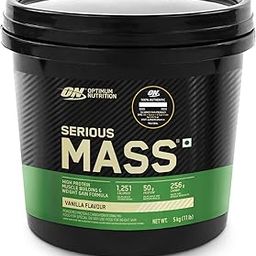 OPTIMUM NUTRITION (ON) Serious Mass Gainer powder (Veg) - 5 kg (Vanilla), Vitamins & Minerals, High Protein High Calorie Weight Gainer with 3gm Creatine-5