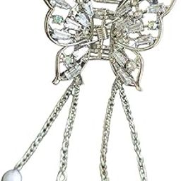 Elegant Crystal Butterfly Brooch for Women – Stylish Gold Plated Pin with Hanging Pearl Chains – Ideal for Saree, Dress, Scarf – Fashion Jewelry Gift for Girls & Ladies-image-96