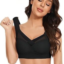 Women Nylon Spandex Seamless Mesh Lace Bras for Women Wirefree Comfortable Padded Lift Push Up Thin Soft Sexy Back Smoothing Bra Pullover Bras-image-40