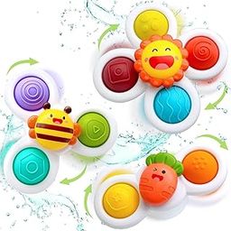 TEC TAVAKKAL 3 PCS Baby Bath Spinner Toy with Rotating Suction Cup Spinning Top Toy Flower Spin Sucker Baby Bath Toys Dining Chairs Toys Windmill-11