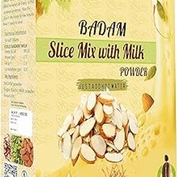 SPAG HERBALS BADAM Slice mix with kashmiri kesar Saffron mix with real bits almond nutritious healthy and refreshing powder 400G-image-67