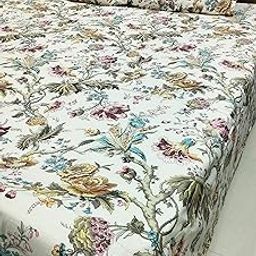 Floral Print Cotton King Size Bedsheet with 2 Pillow Covers, 254 x 274 cm, Vintage Garden Design-image-71