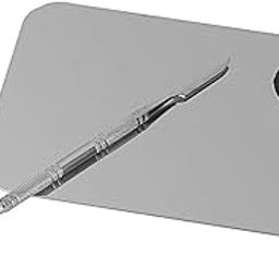 Angelie Stainless Steel Womens Professional Cosmetic Makeup Mixing Plate with Spatula Tool (Silver)-24