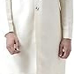 Men's Indo-Western Sherwani Harem Set, White Jacquard Woven Design Regular Fit Mandarin Collar Full Sleeves-image-23