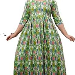 Woman's Dhanna Fashion Floral Printed Maternity Maxi Dress, 3/4 Sleeve, Ankle Length-image-84
