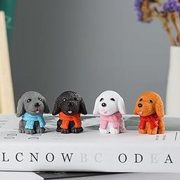 ascension 4 Pieces of Dogs Miniature Set Unique Gifts for Girlfriend Boyfriend Dog Miniature Set for Garden Décor, Living Room, Office, Restaurant Decoration, Doll House Decor-image-46