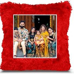 Fur Personalized Gift Photo Cushion for Boyfriend Girlfriend Husband Wife on Occasions Valentine's Day Birthday Anniversary Special Love Gift Square 15x17 inch, Red (PC1)-image-75