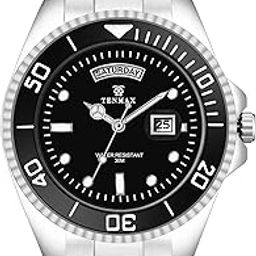 Submarine 6110 Day-Date Men's Watch – Quartz Analog, Day-Date Display, All Stainless Steel, Water Resistance Dress Watch-37