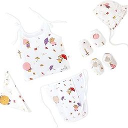 Honcho Baby - Essential Clothing Bundle Gift Set (6 Piece) for Newborn to 3 Months | Knot Jabla, Nappy, Cap, Booties, Mittens & Washcloth (Teddy's Windy Walk, 0-3 Months)-15