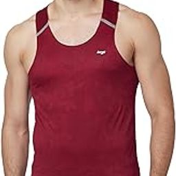 berge' Men's Slim Fit Sleeveless T-Shirt, 100% Polyester Jacquard Tshirt for Swimming Badminton Running Sporting Activity, Round Neck Gym Tank Tops & Muscle Tees-image-5