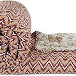 HOMEKART Famous Jaipuri Beautiful Floral & Zigzag Print in White and Maroon Jaipuri Rajai/Razai/Quilt Single Bed Quilt/Comforter/Ac Quilt/Ac Comforter, Cotton, Lightweight Pack of 1, 400 GSM-image-19