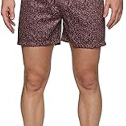 Men Inseam 5" Brown Strip Printed Cotton Shorts with Pockets and Elastic Waistband-picture-35